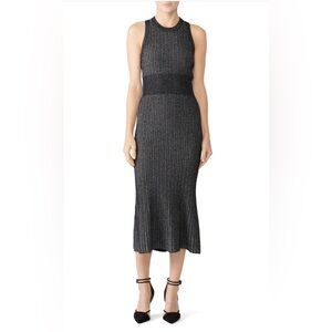 Jason Wu Black and Gray Ribbed Midi Dress